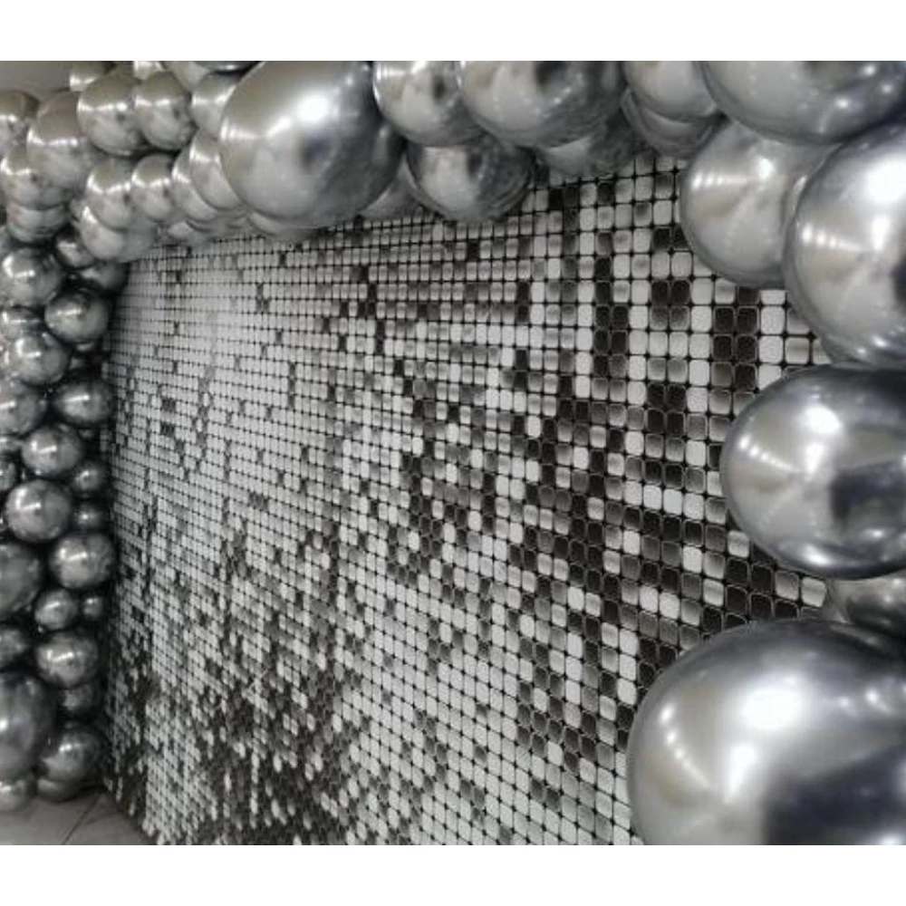 Баннер “Серебряная пайетка (имитация)“ 2х2м, - Фотозона (виниловый ) на день рождения (без каркаса) -