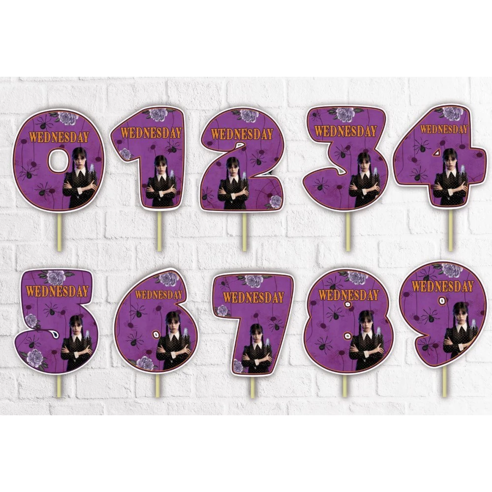 Топпер-цифра “Венсдей“  (до 10см цифра) вырубка  (1шт)- КАРТОН 0