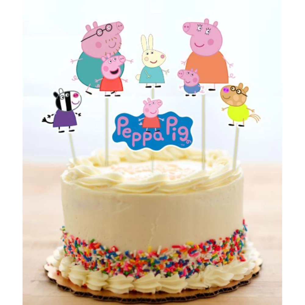 Набір  топпери в торт “Свинка Пеппа“ (8см) вирубка  (6шт./уп.) (КАРТОН)