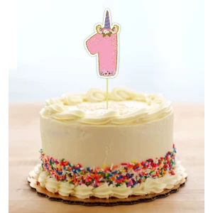 Изображение товара - Топпер-цифра (от 0 до 10см цифра) вырубка “Единорог“ Розовый (1шт)- КАРТОН 1