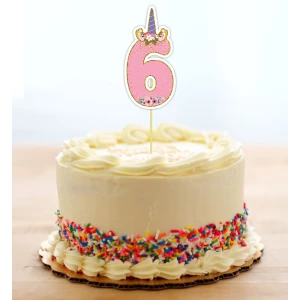 Изображение товара - Топпер-цифра (от 0 до 10см цифра) вырубка “Единорог“ Розовый (1шт)- КАРТОН 6