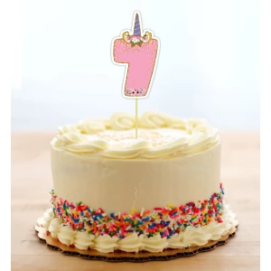 Изображение товара - Топпер-цифра (от 0 до 10см цифра) вырубка “Единорог“ Розовый (1шт)- КАРТОН 7