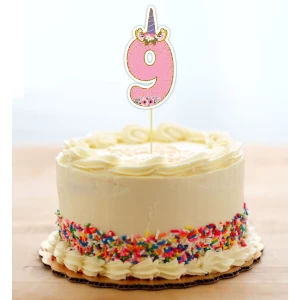 Изображение товара - Топпер-цифра (от 0 до 10см цифра) вырубка “Единорог“ Розовый (1шт)- КАРТОН 9