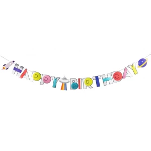 Изображение товара -  Гирлянда HAPPY BIRTHDAY в стиле “Космос“ (разноцветные) до 4-х метров