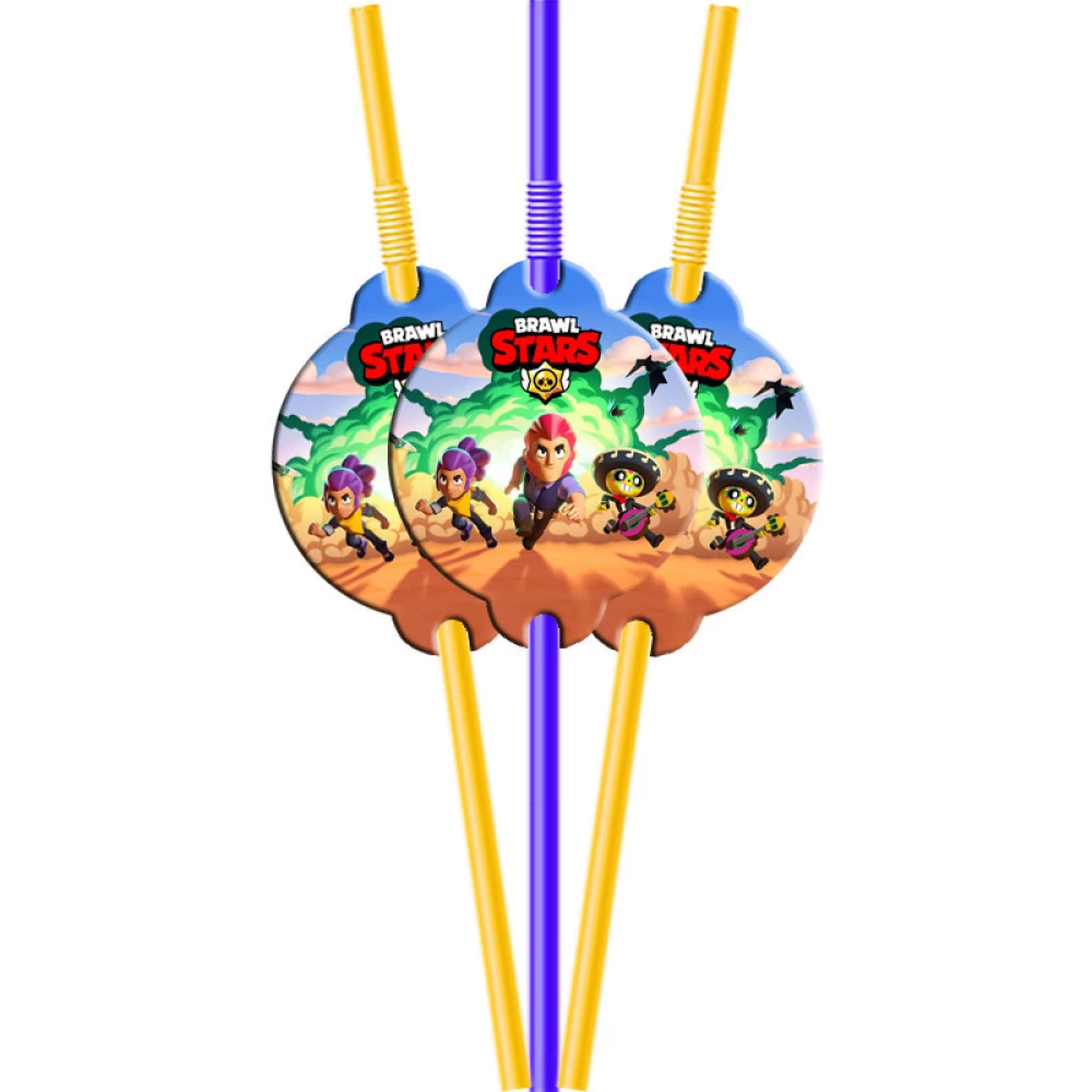 Коктейльные трубочки с гофрой Бравл Старс (10 шт.) малотиражное издание-