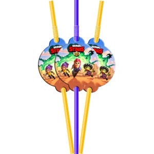 Изображение товара - Коктейльные трубочки с гофрой Бравл Старс (10 шт.) малотиражное издание-