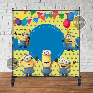 Изображение товара -  Баннер 2х2м. “Миньон/Minions (Шары)“ на День рождения- Фотозона (виниловый) -