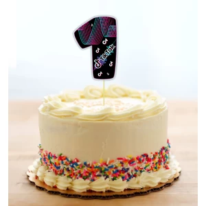 Изображение товара - Топпер-цифра (от 0 до 10см цифра) вырубка “Тик Ток/Tik Tok“ (1шт)- КАРТОН 1