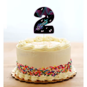 Изображение товара - Топпер-цифра (от 0 до 10см цифра) вырубка “Тик Ток/Tik Tok“ (1шт)- КАРТОН 2