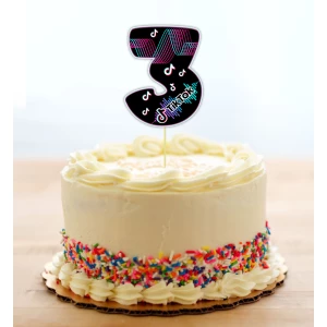 Изображение товара - Топпер-цифра (от 0 до 10см цифра) вырубка “Тик Ток/Tik Tok“ (1шт)- КАРТОН 3