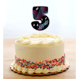 Изображение товара - Топпер-цифра (от 0 до 10см цифра) вырубка “Тик Ток/Tik Tok“ (1шт)- КАРТОН 5