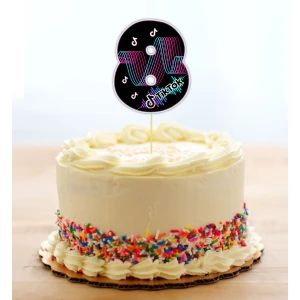 Изображение товара - Топпер-цифра (от 0 до 10см цифра) вырубка “Тик Ток/Tik Tok“ (1шт)- КАРТОН 8