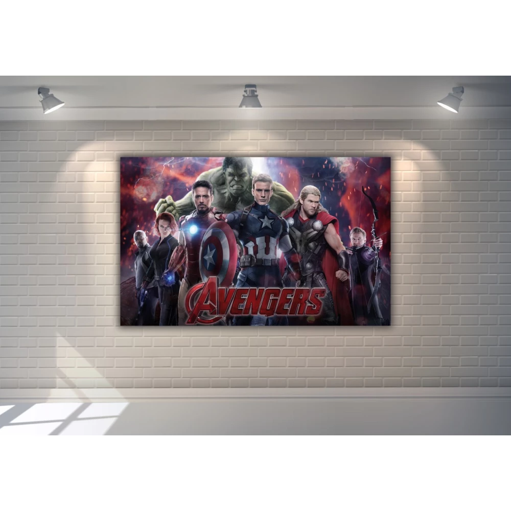 Плакат “Мстители / Супергерои / Марвел“ Бордовый 120х75 см- С Днем рождения