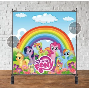 Изображение товара - Баннер 2х2м “Маленькие Пони / Little Pony, радуга“ на день рождения - Фотозона (виниловый) -