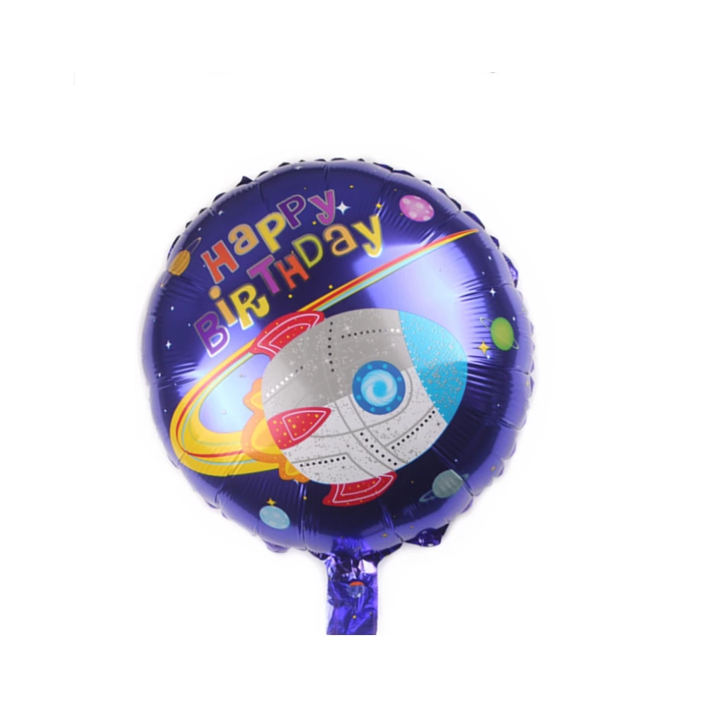 Куля “Космос / ракета“.45 см фольгований круглий “Happy Birthday“