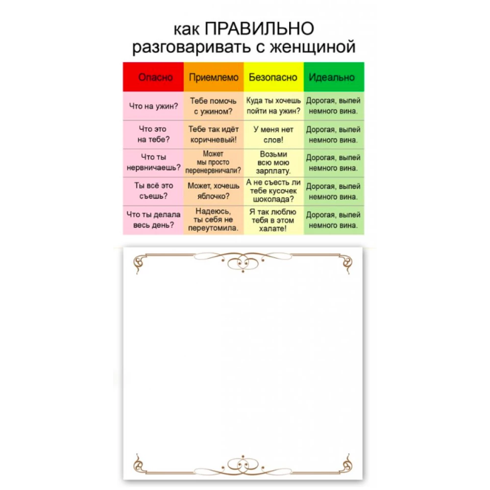 Блокнот отрывной на магните - №04  “Как правильно заговаривать с женщиной“