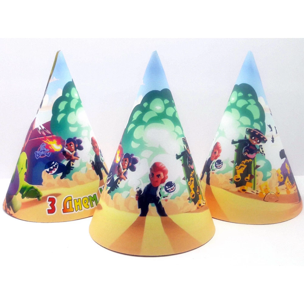 Колпачки “Бравл Старс / Битва звезд“ (поштучно) колпаки праздничные карнавальные (редкие коллекции) малотиражн