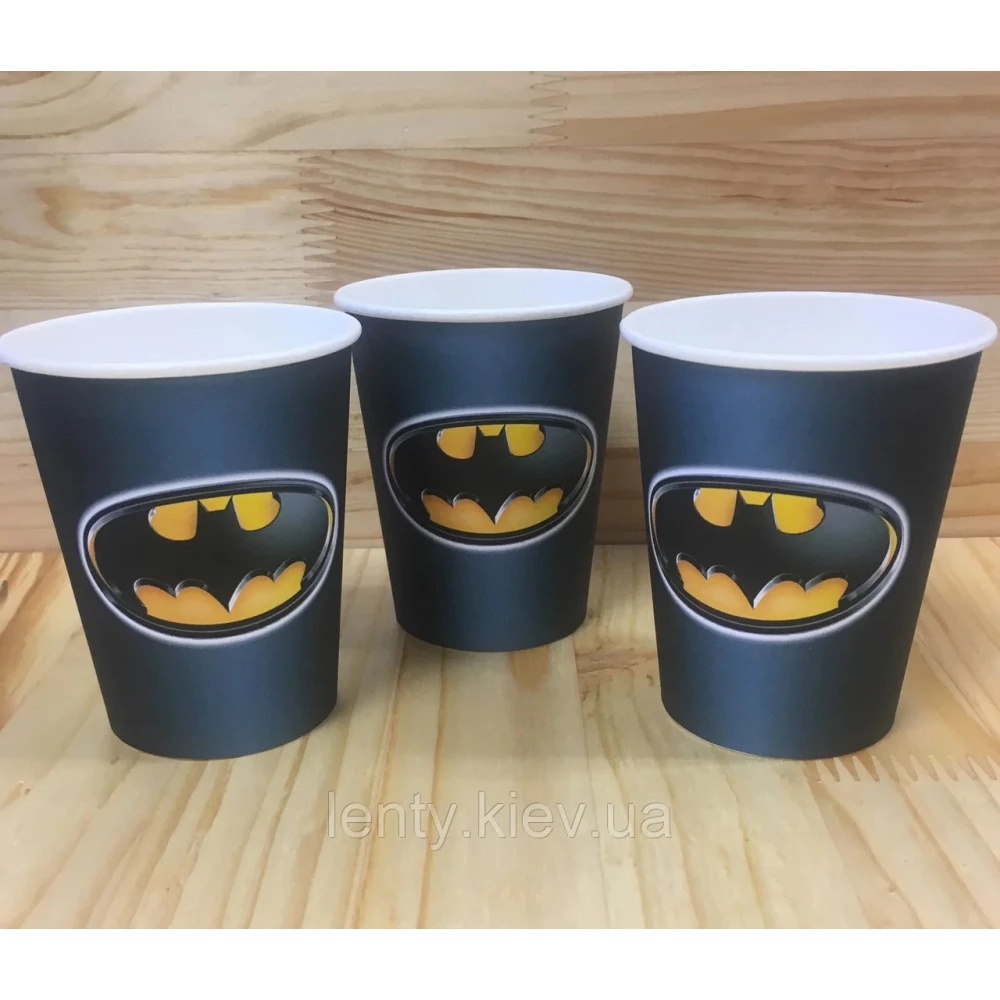 Стаканчики бумажные Бетмен (Поштучно 250мл.)