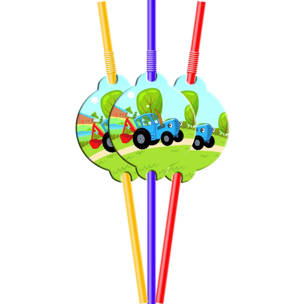 Трубочки коктейльные (10 шт./уп.) “Синий трактор“ с гофрой-