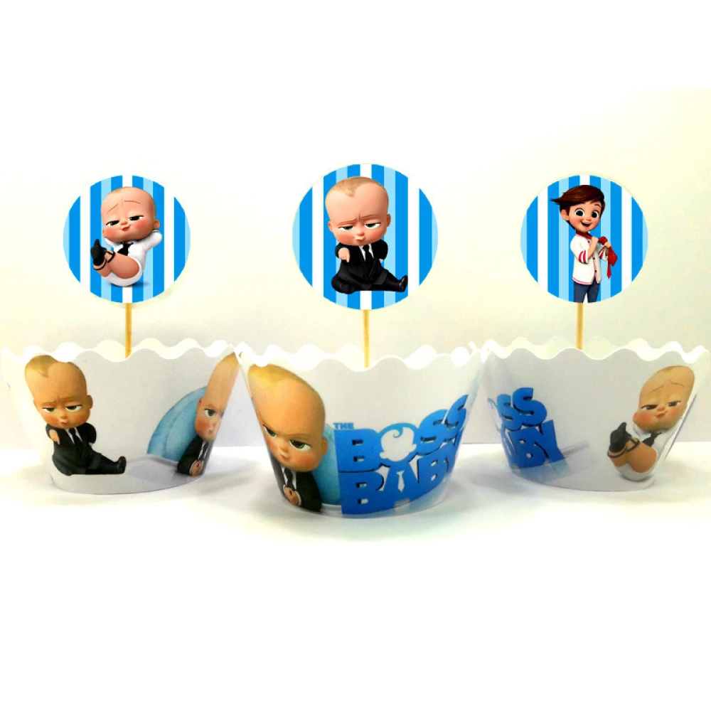Набор (10+10шт/уп.) для капкейков “Босс Молокосос“ топперы и накладки на корзинки (Картон)-