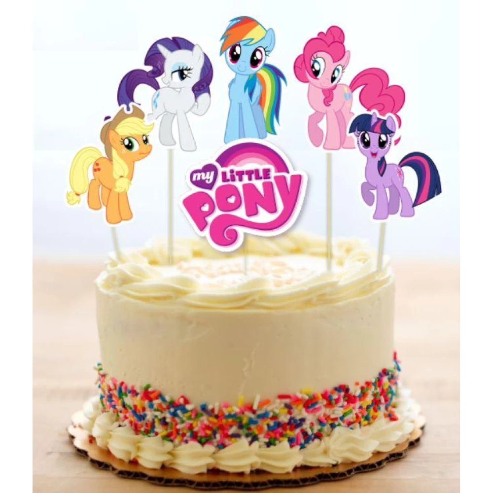 Набор средние топперы в торт (8см) вырубка “Маленькие пони/My little pony“ (6шт./уп.) КАРТОН