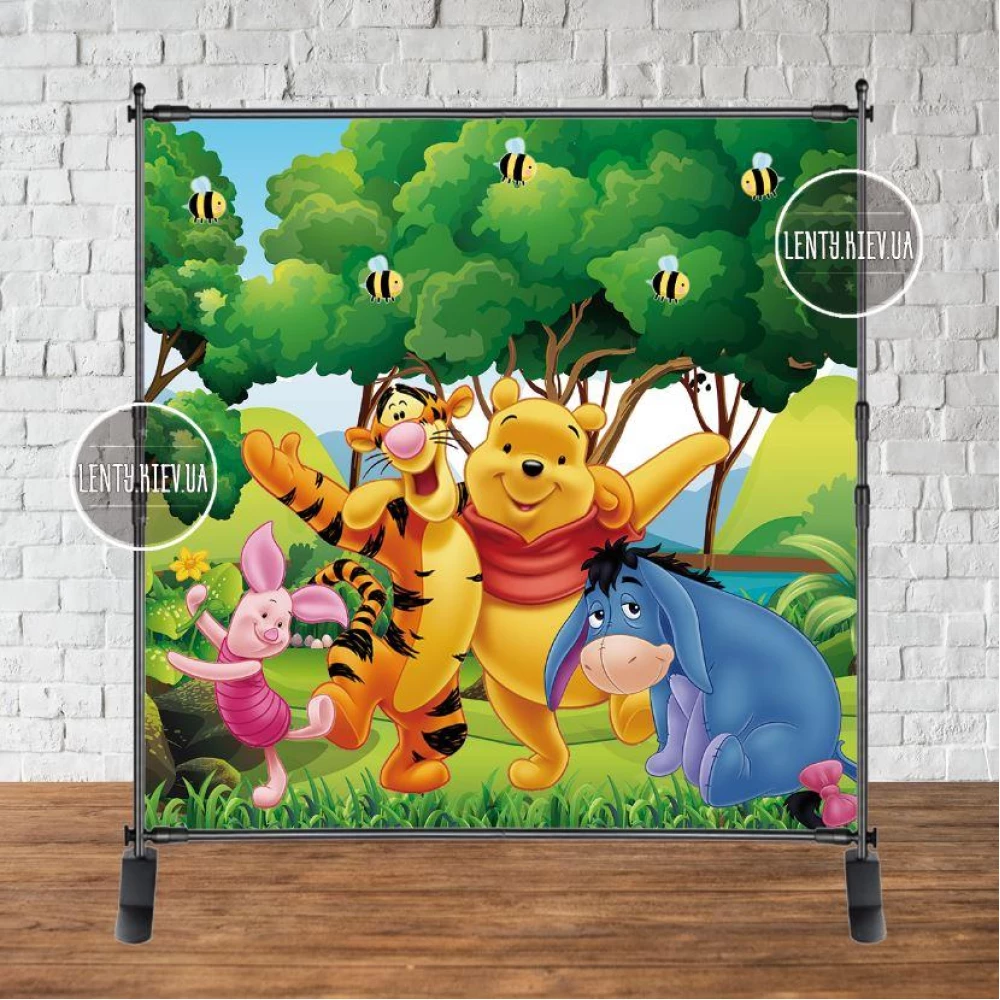 Баннер 2х2м “Винни Пух и друзья“ на день рождения - Фотозона (виниловый ) на день рождения (без каркаса) -