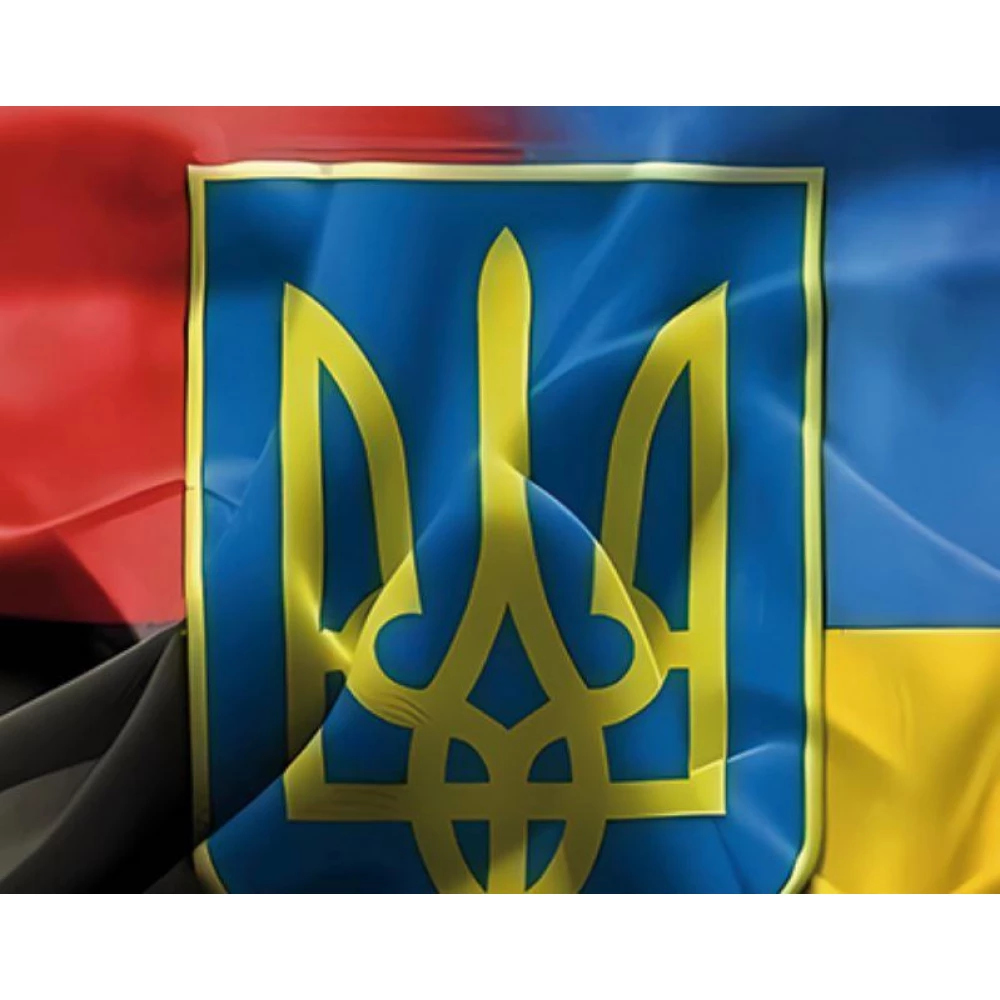 Патриотический баннер (Флаг Украины, Флаг УПА. Герб) “З днем Незалежності!“ 3х2м Фотозона (без каркаса)