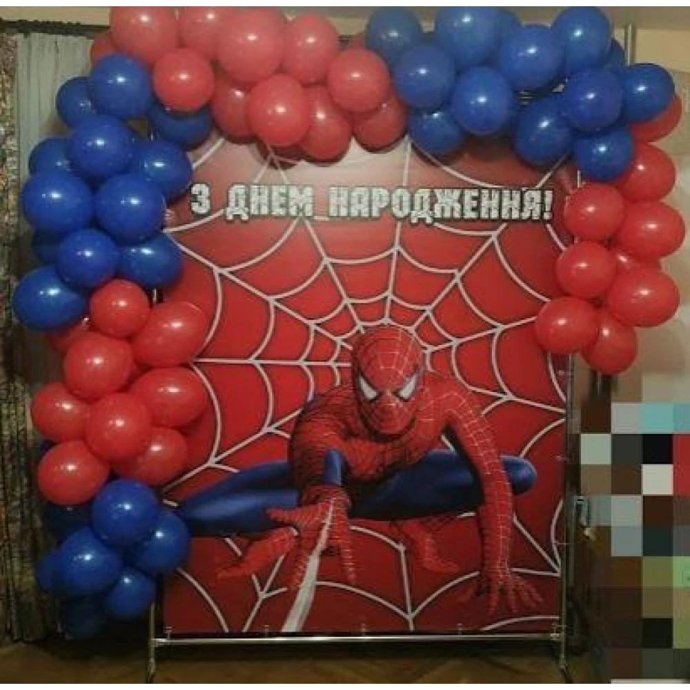 Баннер 2х2м “Человек Паук на красном фоне“- Фотозона (виниловый) на День рождения - Украинский