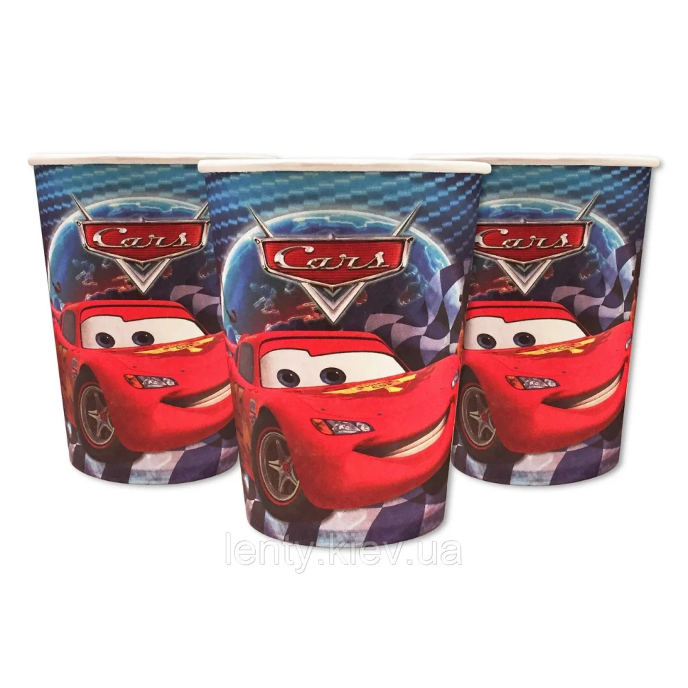 Стаканчики Тачки  (10шт/уп. 250 мл.) одноразовые детские -