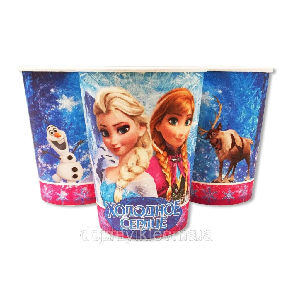 Стаканчики Холодное сердце (10шт/уп. 250 мл.) бумажные одноразовые детские -