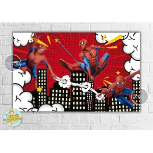 Изображение товара -  Плакат “Спайдермен / Человек-Паук“ (красно-белый - комикс-стиль) 120х75 см для Кенди - бара Тематический -