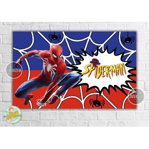 Изображение товара - Плакат “Спайдермен / Человек Паук“ красно-синий 120х75 см, на детский День рождения -
