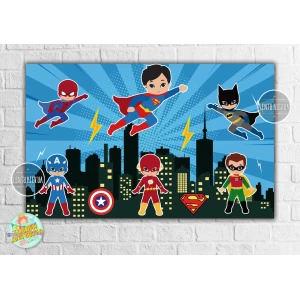 Изображение товара -  Плакат “Супергерои / дети“ 120х75 см, на детский День рождения -