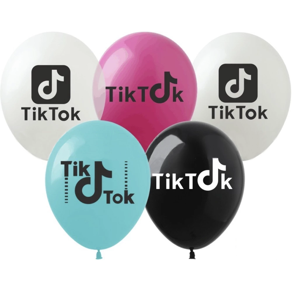 Шарики воздушные  12“ (30см) с рисунком поштучно “Тик Ток“ (ассорти)