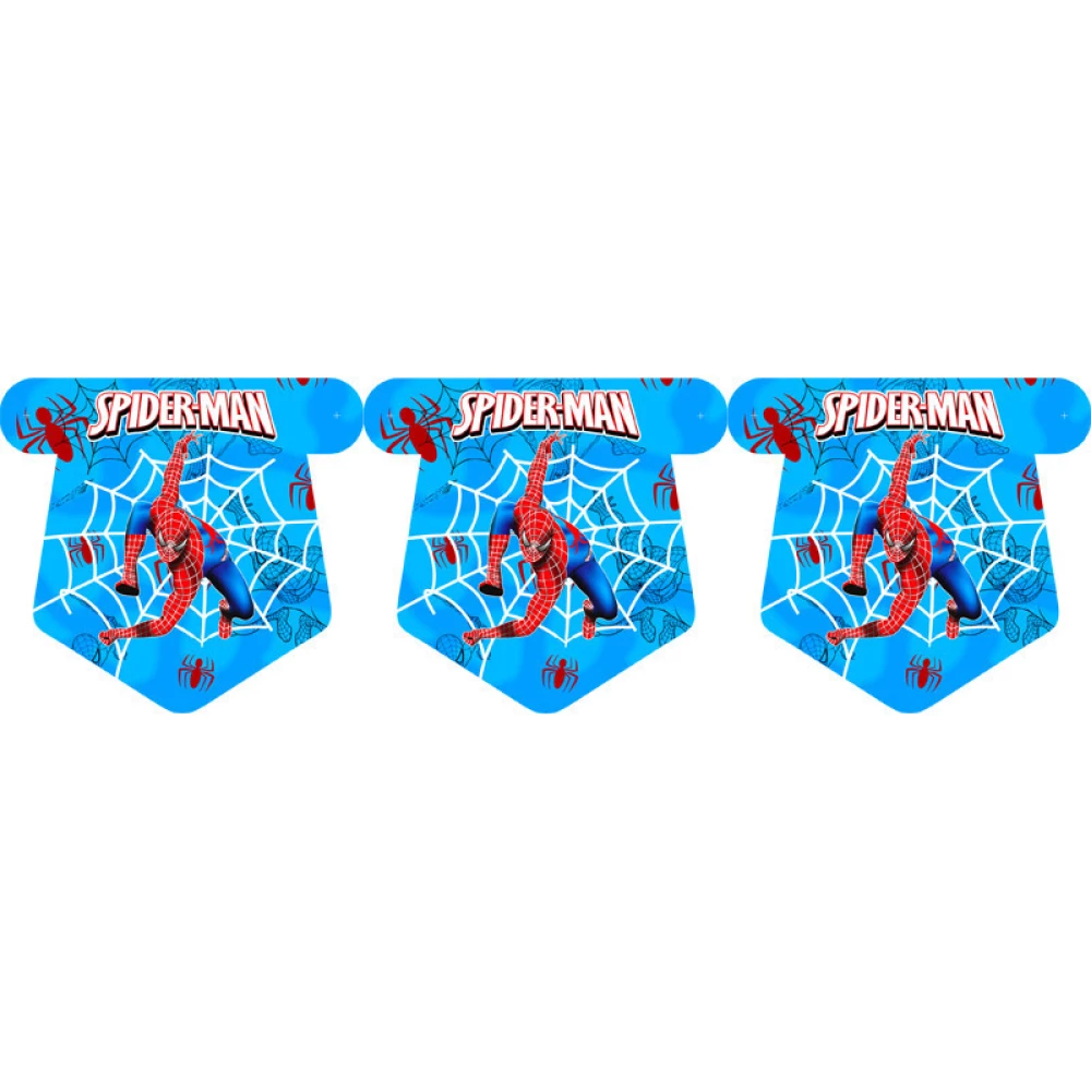 Флажки-вымпела “Человек Паук“ (гирлянда из пятиугольных флажков) вымпелы  -малотиражные издания-