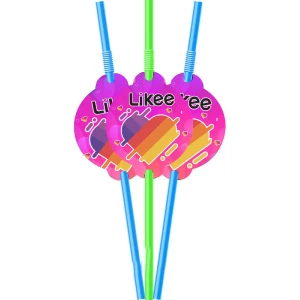 Изображение товара - Коктейльные трубочки (10 шт.) “Лайки / Лайк“ с гофрой -