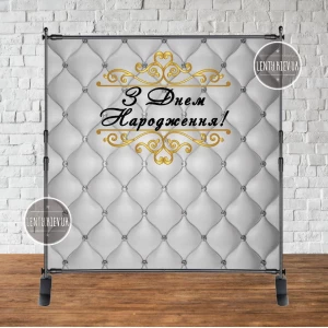 Изображение товара - Баннер 2х2м Серый матрас в ромбик, Орнамент серебро - Фотозона (виниловый) на день рождения (без каркаса) -