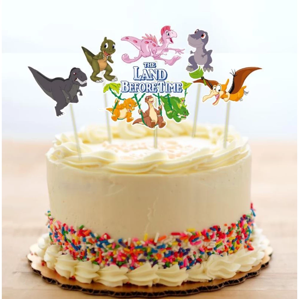 Набор средние топперы в торт “Динозаврики“ №1  (8 см. 6шт./уп.) вырубка КАРТОН