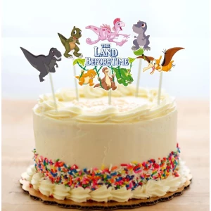 Изображение товара -  Набор средние топперы в торт “Динозаврики“ №1  (8 см. 6шт./уп.) вырубка КАРТОН