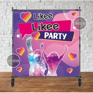 Изображение товара - Баннер 2х2м. “Лайки / like“ с люверсами. Фотозона (виниловый) на день рождения -
