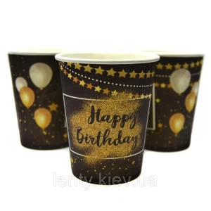 Изображение товара -  Стаканчики бумажные Happy Birthday  (10шт/уп. 250 мл.) одноразовые детские -