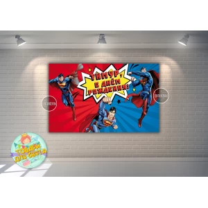 Изображение товара -  Плакат “Супермен“ 120х75 см, на детский День рождения - Индивидуальная надпись
