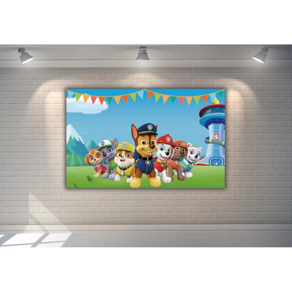 Плакат “Щенячий патруль“ голубой 120х75 см на детский День рождения - без поздравительной надписи