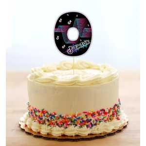 Изображение товара - Топпер-цифра (от 0 до 10см цифра) вырубка “Тик Ток/Tik Tok“ (1шт)- КАРТОН 0