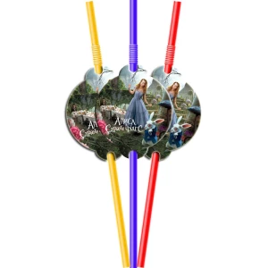 Зображення товара - Коктейльні трубочки “Аліса в країні чудес“ з гофрою (10 шт.) малотиражне видання-