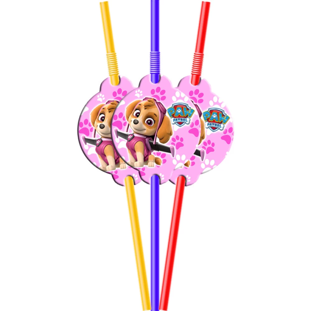 Трубочки “Щенячий патруль“ (розовый) с гофрой  (10 шт.) малотиражное издание-