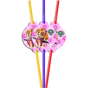 Изображение товара - Трубочки “Щенячий патруль“ (розовый) с гофрой (10 шт.) малотиражное издание-