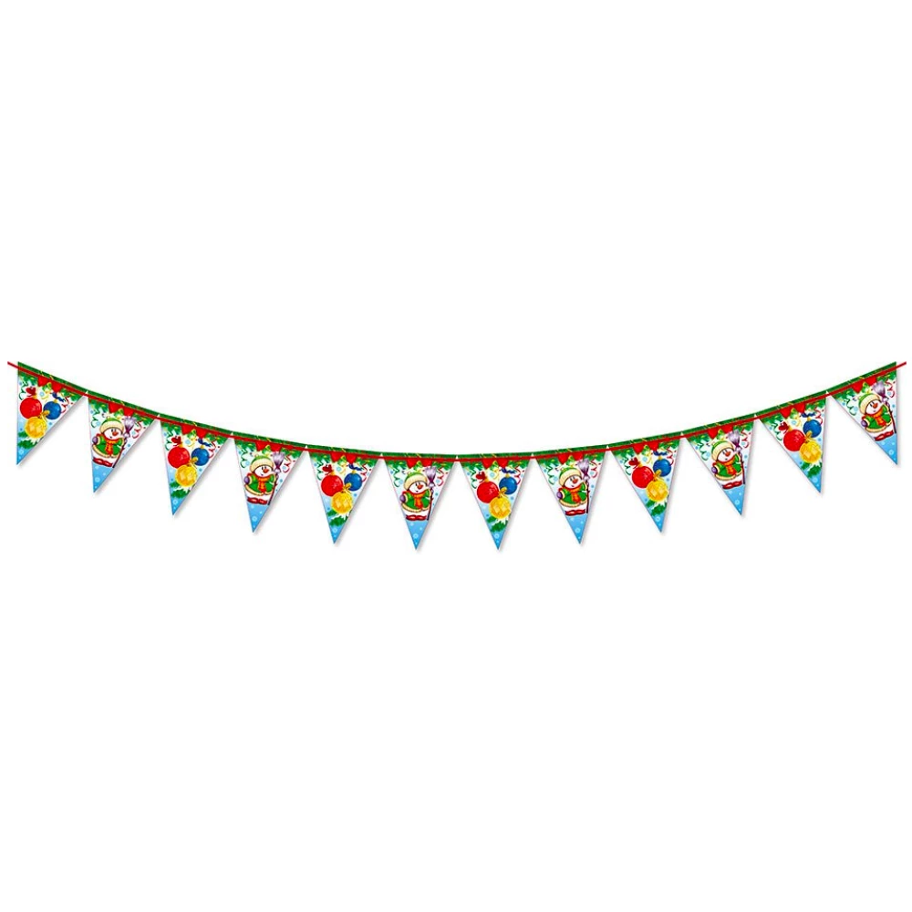 Вымпел-флажки Новогодняя Гирлянда  “Снеговики и шары“  2660х240мм
