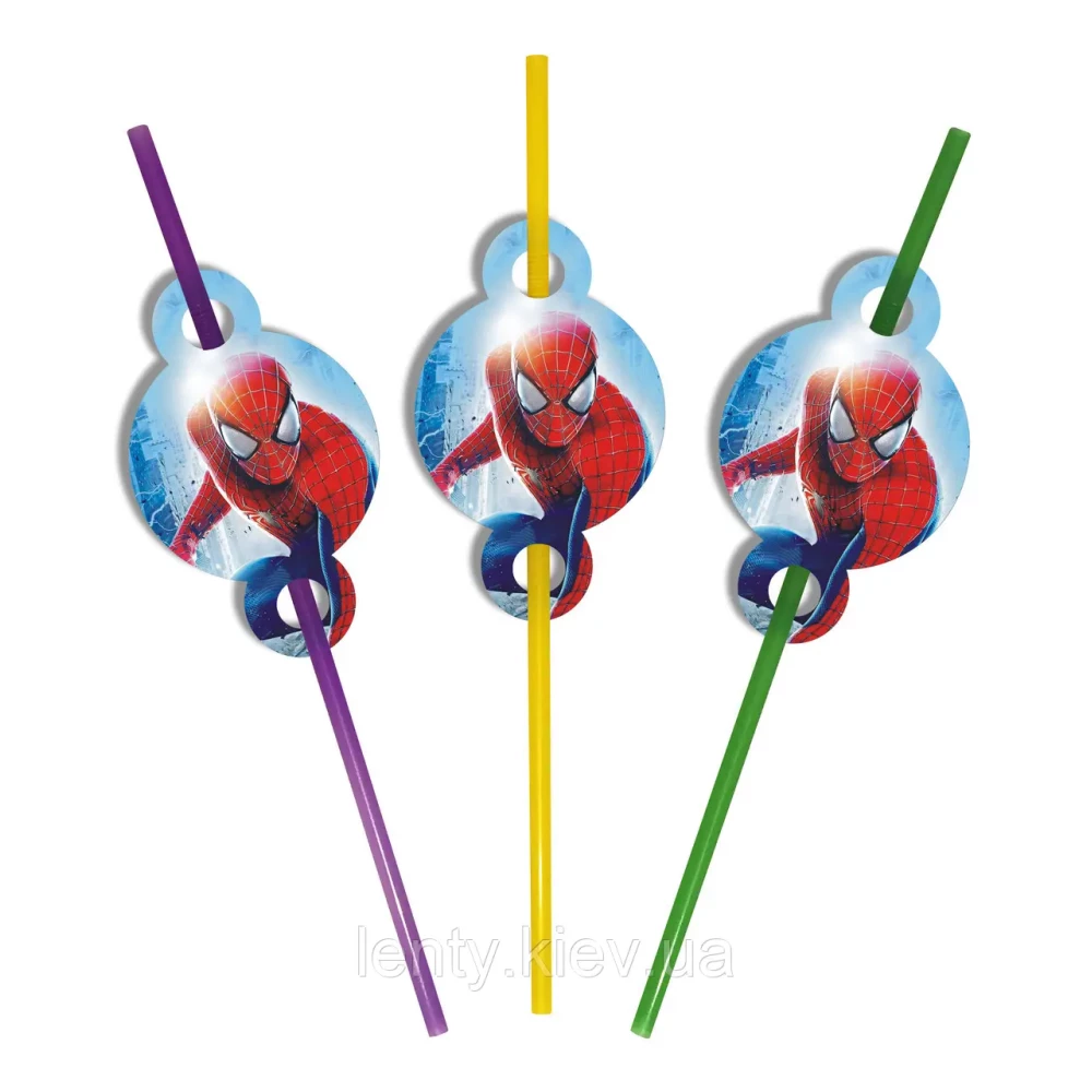 Коктейльные трубочки Человек Паук / Спайдермен (10 шт./уп.)