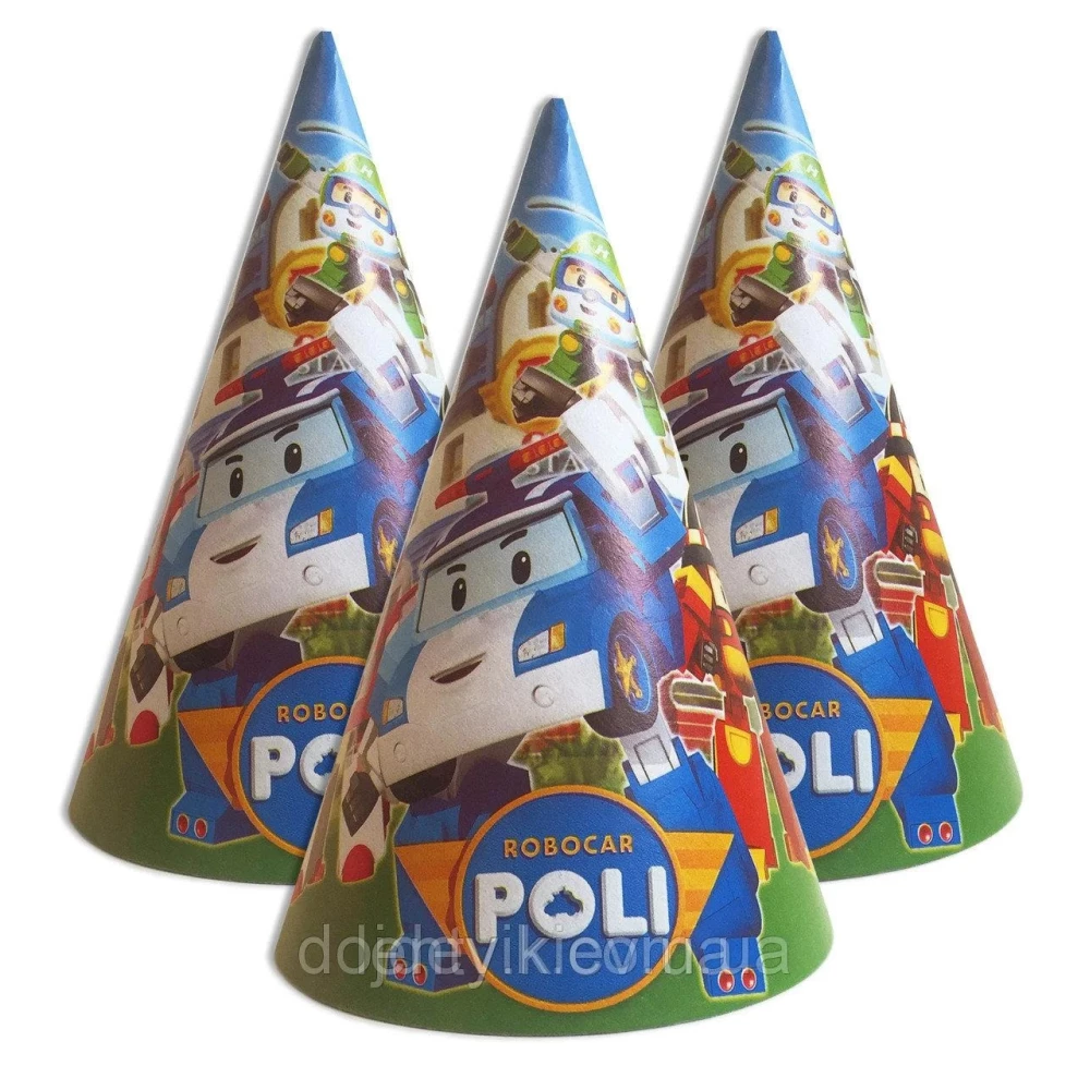 Колпачки Робокар Поли / Полли / Robocar Poli праздничные карнавальные 16 см (1шт)-